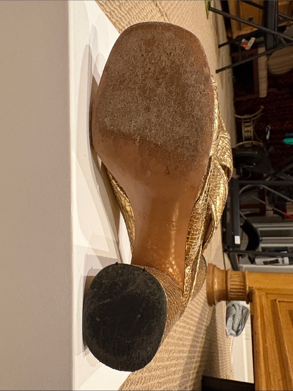 Marc Jacobs Metallic Gold Snake-like Slide Mules/Heels - Picture 3 of 3